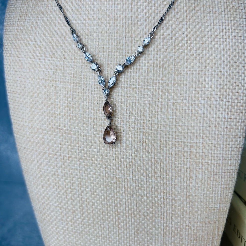 Bomb Party Morganite Cubic Zirconia Teardrop Necklace - Picture 3 of 5